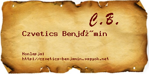 Czvetics Benjámin névjegykártya